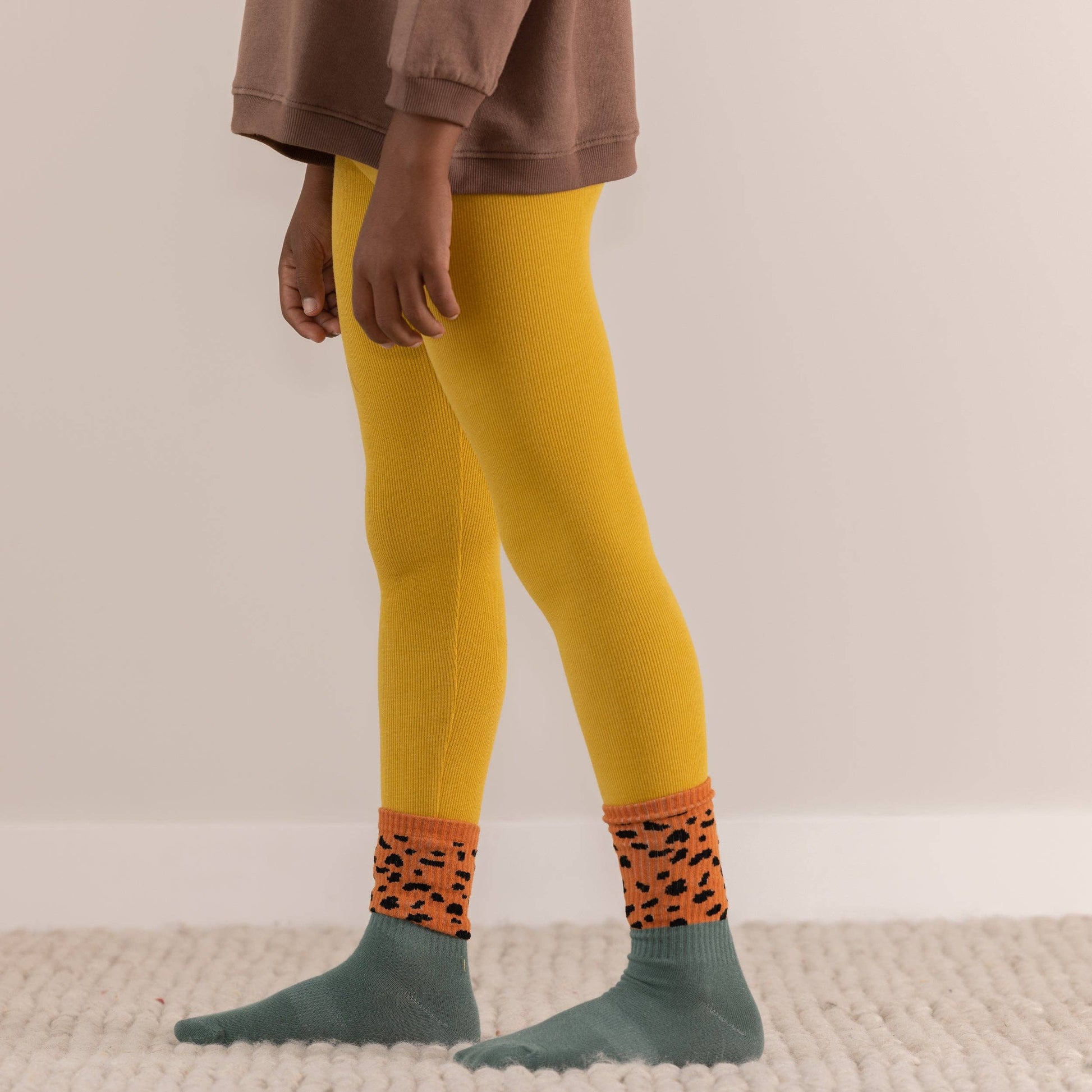 Summer In May - Socks - Cheetah/Bottle Green