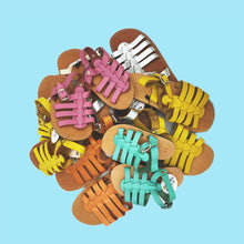 Load image into Gallery viewer, kids leather sandals - yellow, handmade in Greece