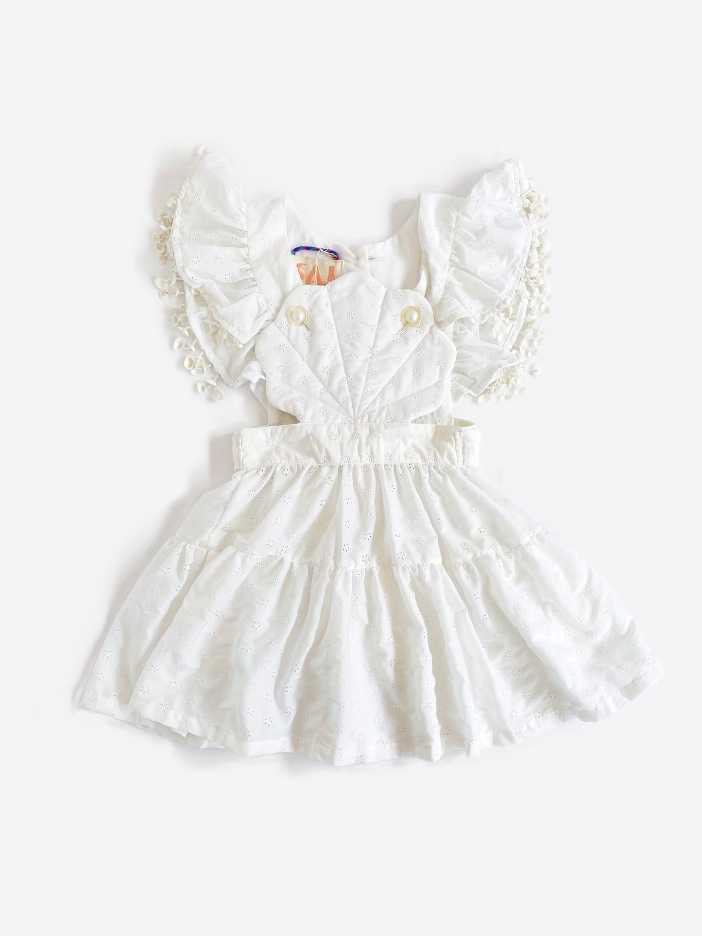 SAJ handmade eyelet shell dress / 6-7Y