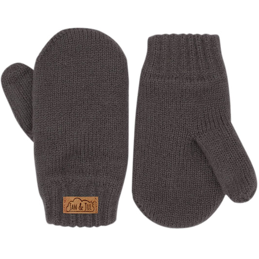 kids knit mittens - grey