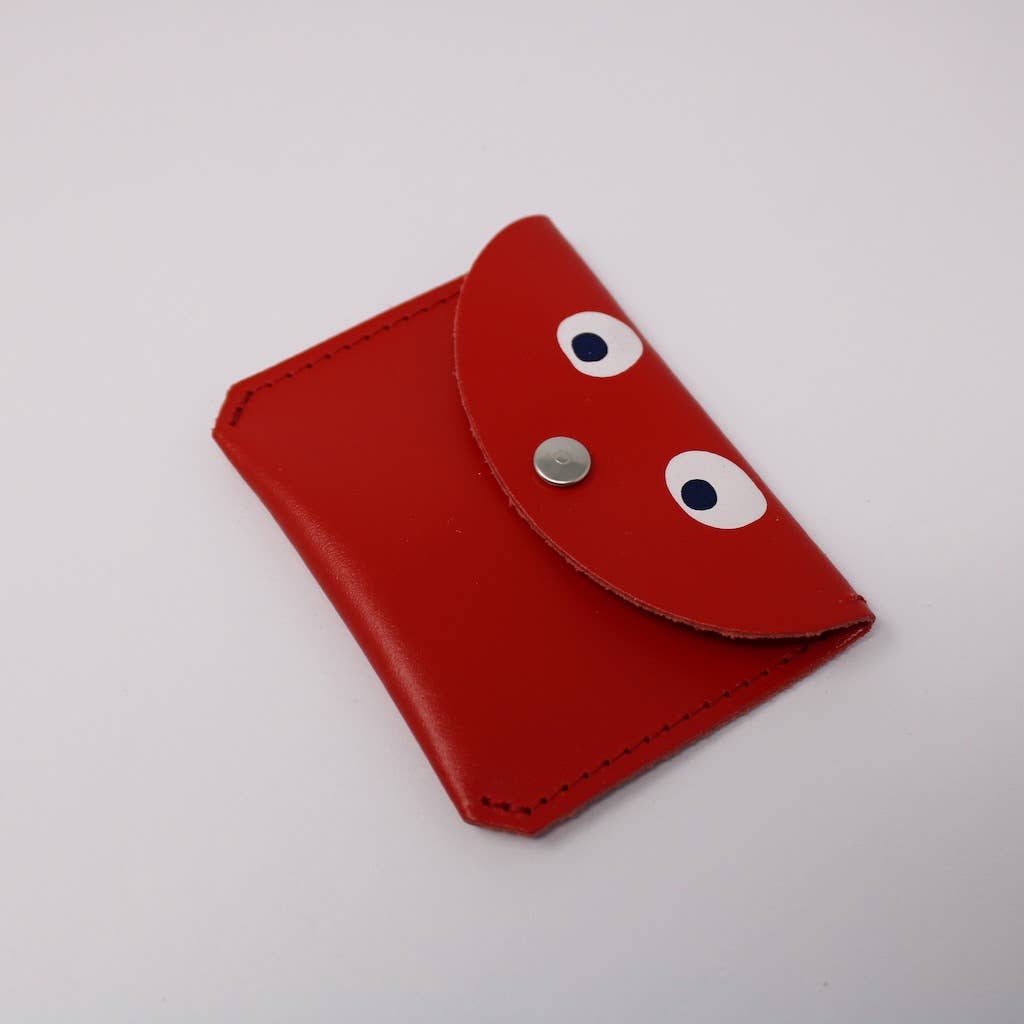 googly eye mini money purse - red
