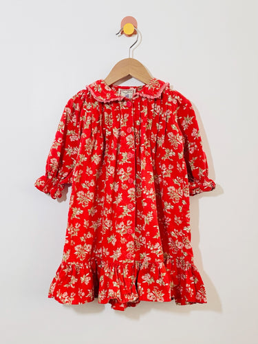 Vintage Cornelloki floral flannel dress / 12m