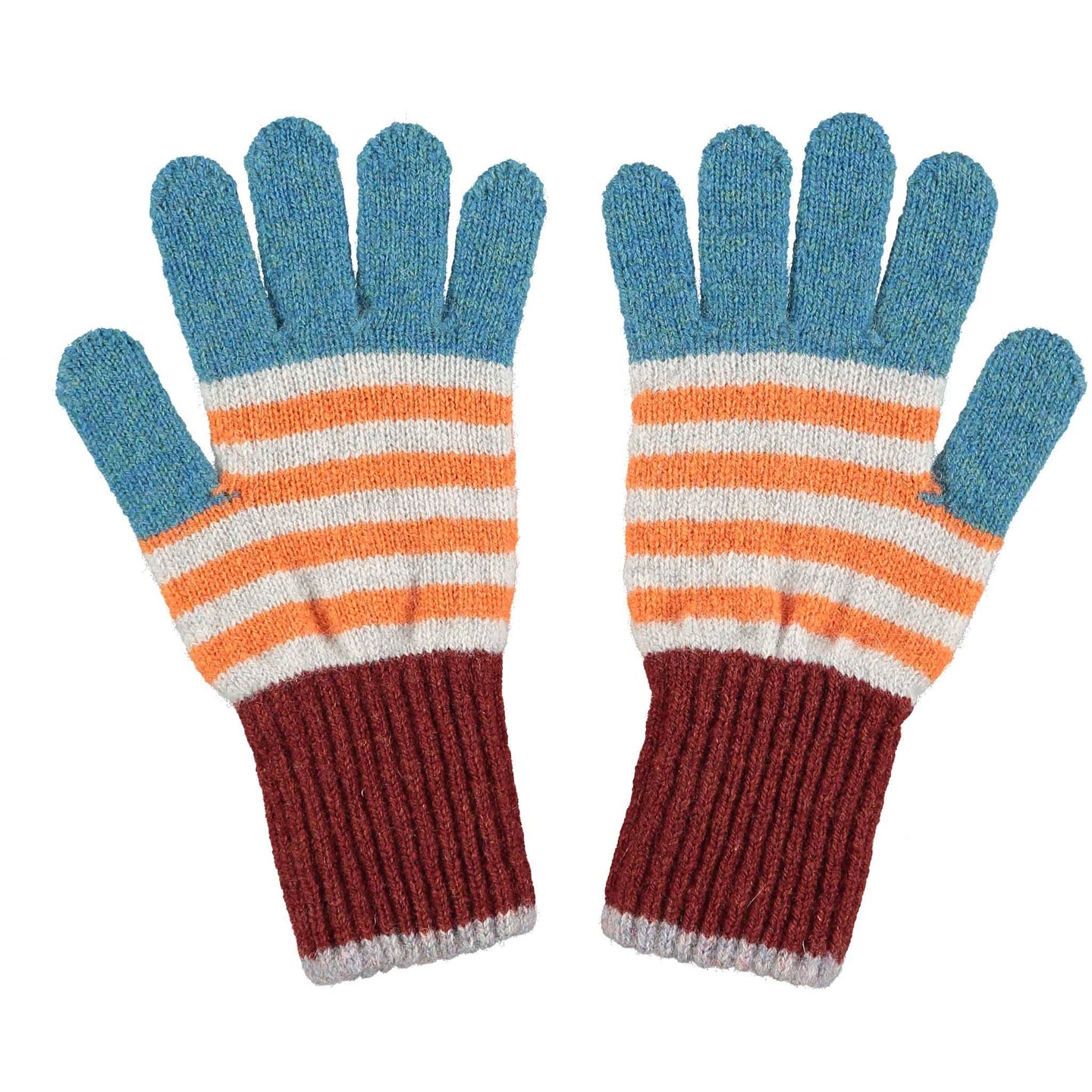 lambswool gloves - sea green & sienna