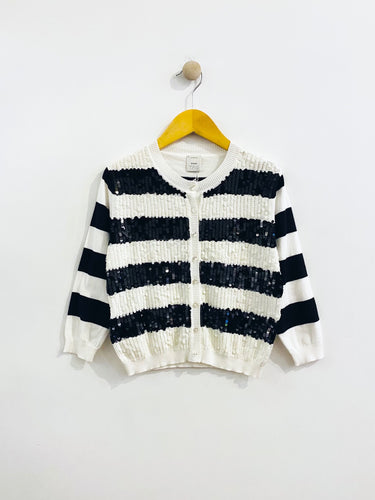 striped sequin cardigan / 6y