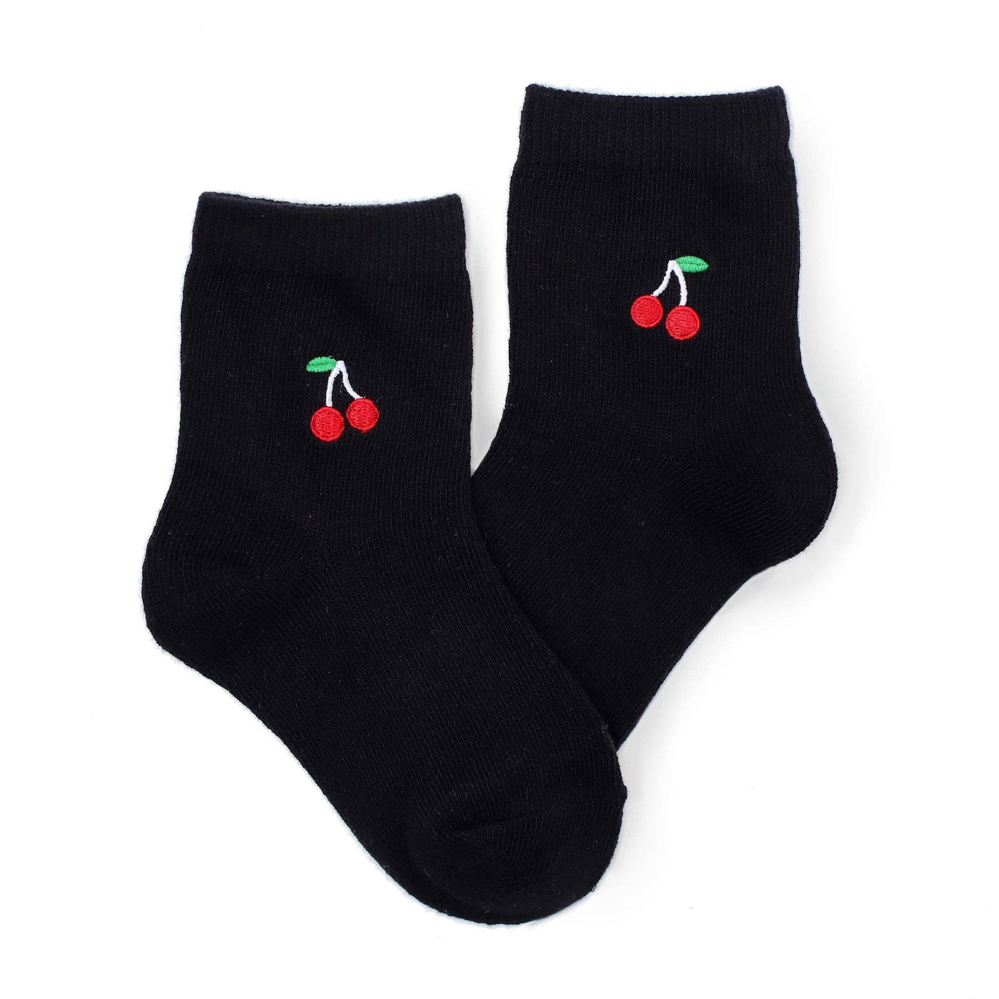 cherry embroidered midi sock