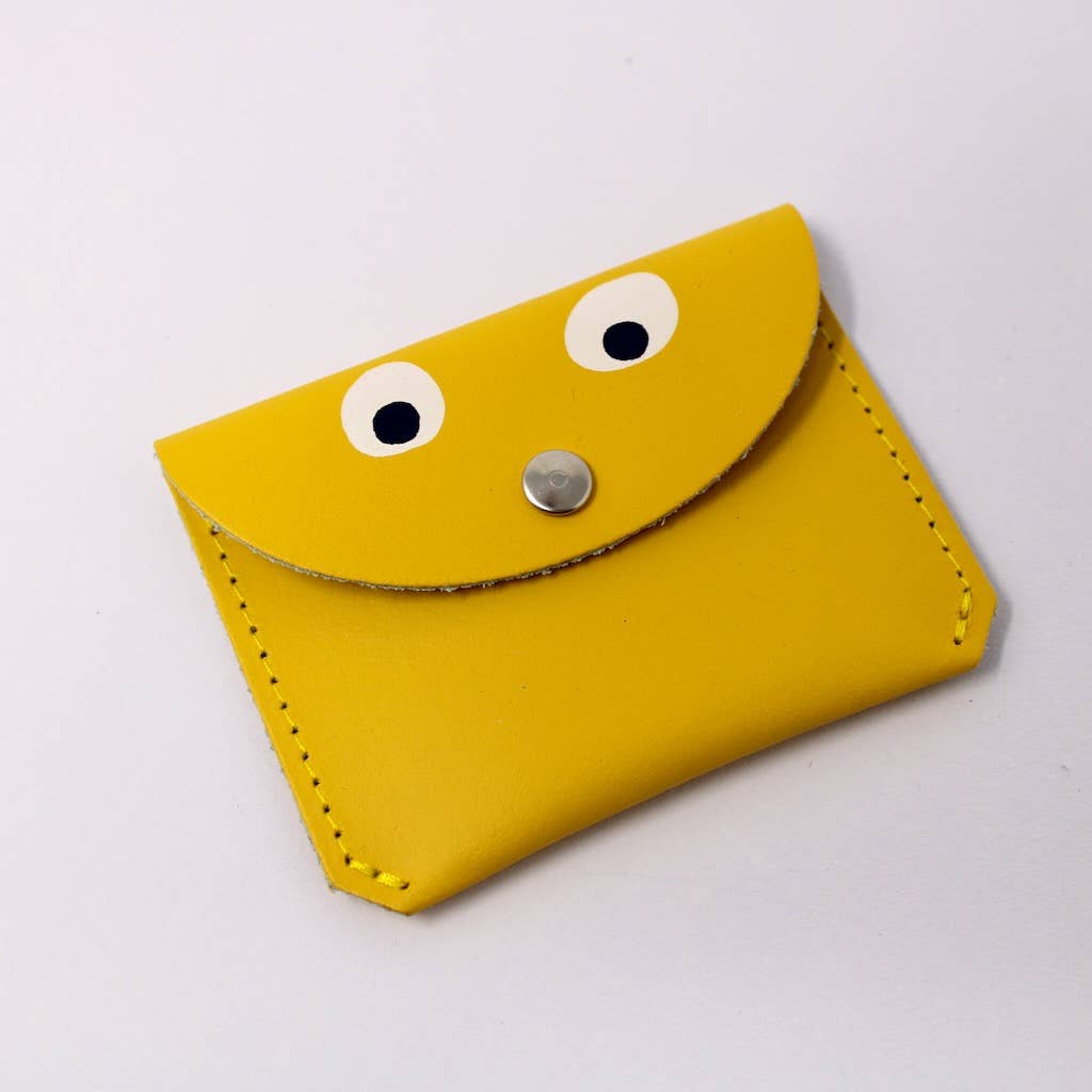 googly eye mini money purse - yellow