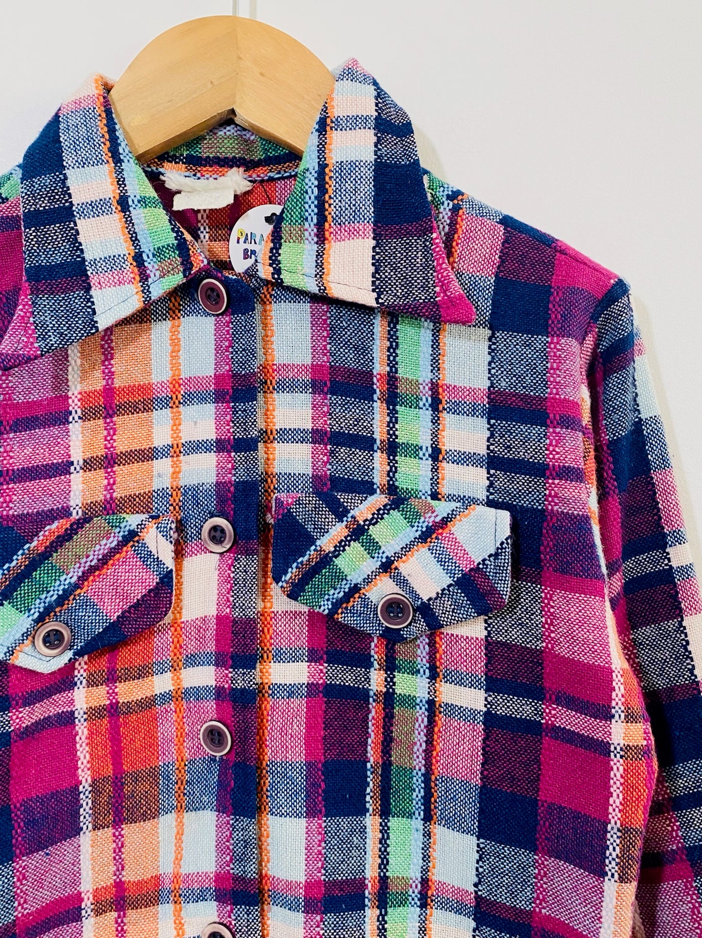 plaid button-up shirt / 8y
