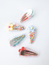 Load image into Gallery viewer, flower confetti shaker kids hair clips - 5 pack