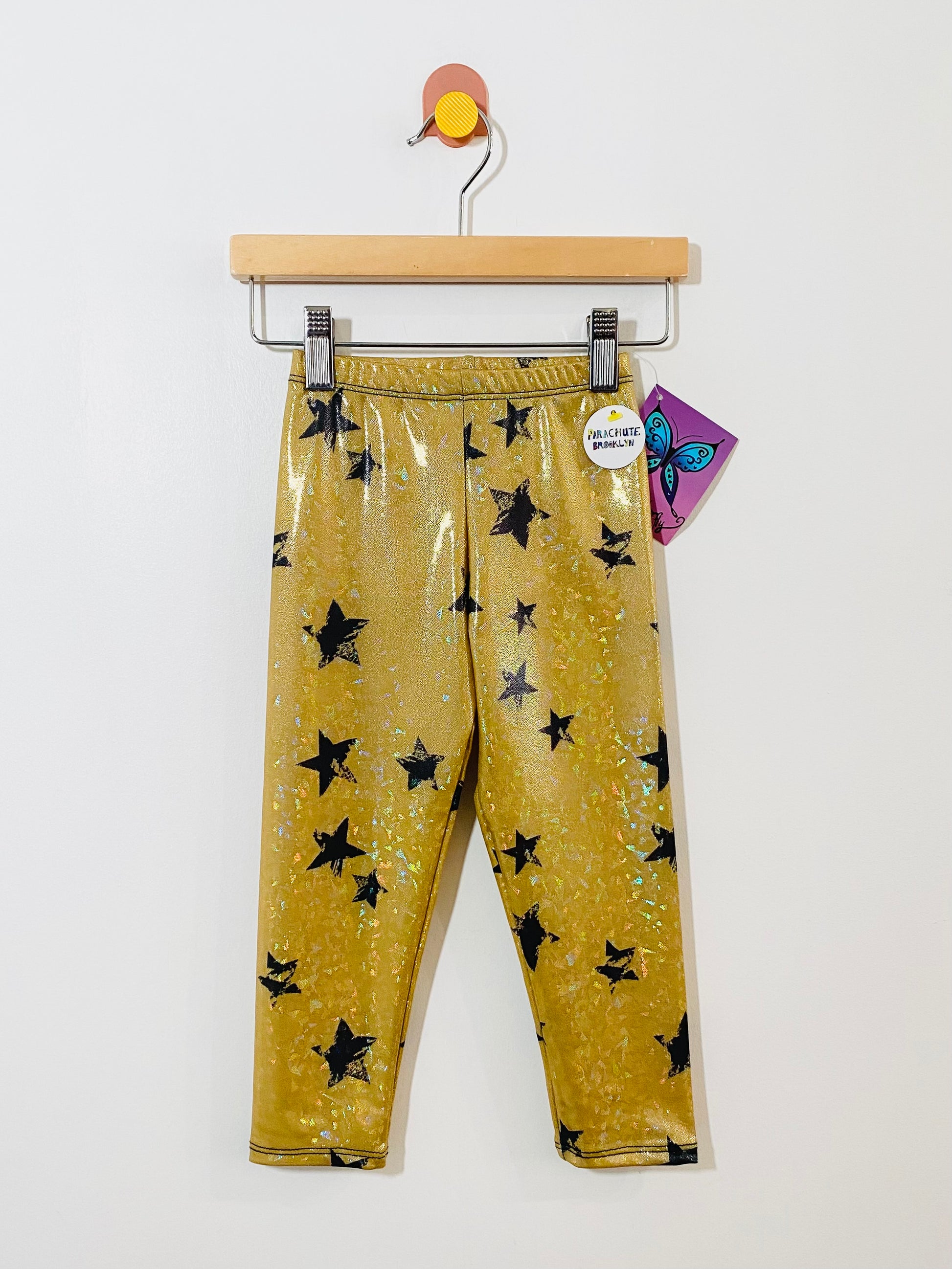 Social Butterfly sparkle stars leggings / 4T