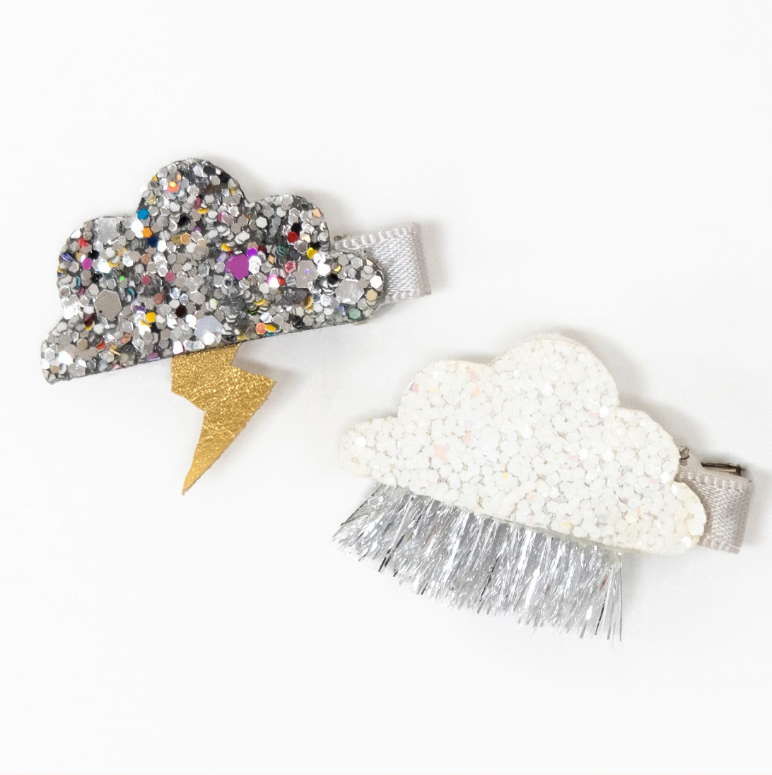 sparkly weather hair clips