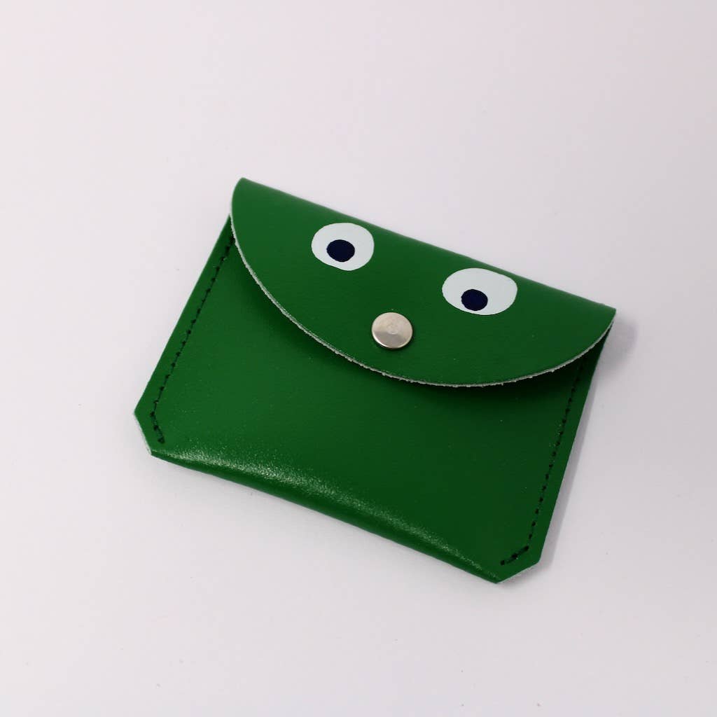 googly eye mini money purse - green