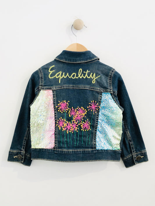 "equality" embroidered denim jacket / 3T