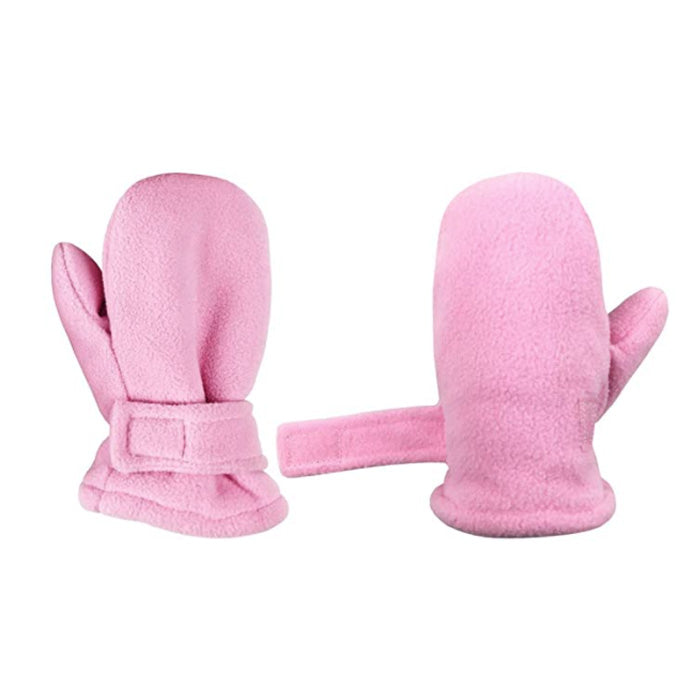 kids pink fleece mittens